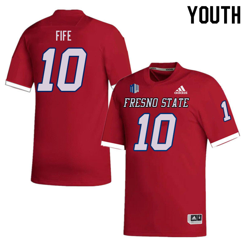 Youth #10 Logan Fife Fresno State Bulldogs College Football Jerseys Sale-Red - Click Image to Close